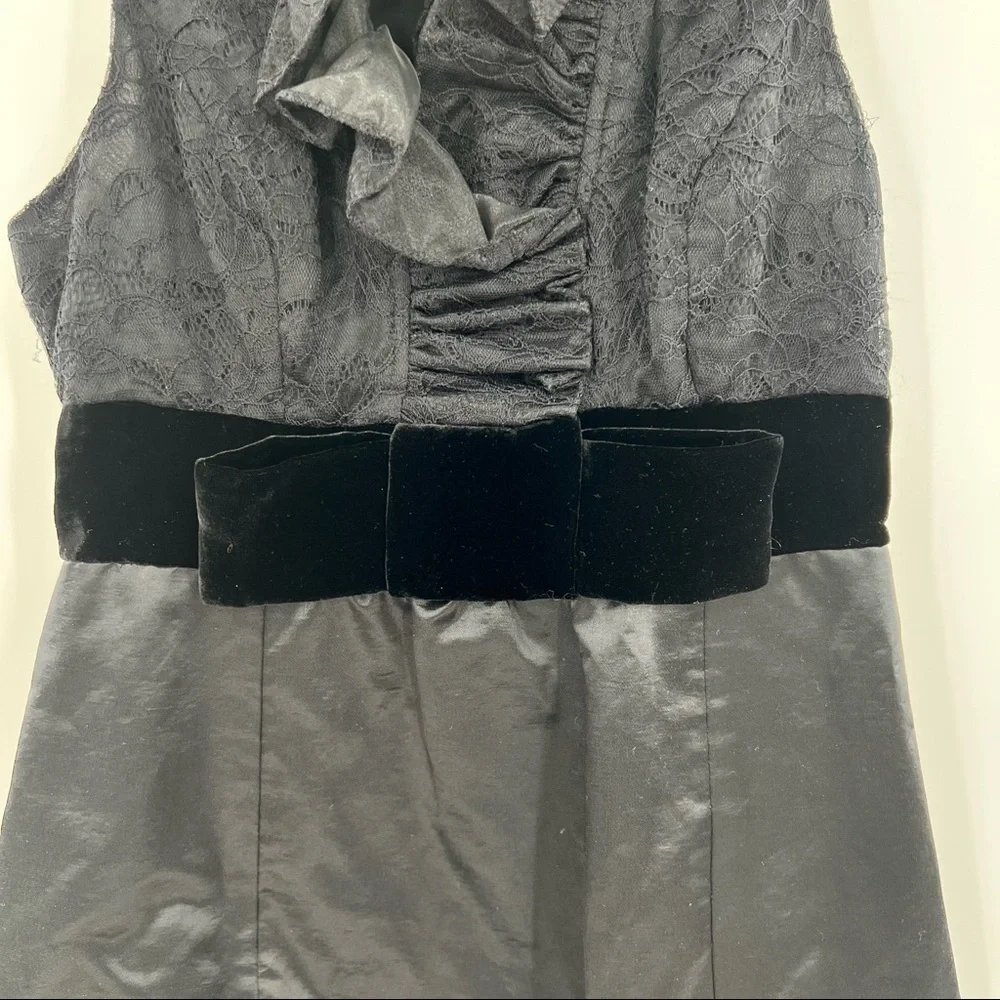 Frock Tracy Reese black ruffle collar seude belt sleeveless dress 4